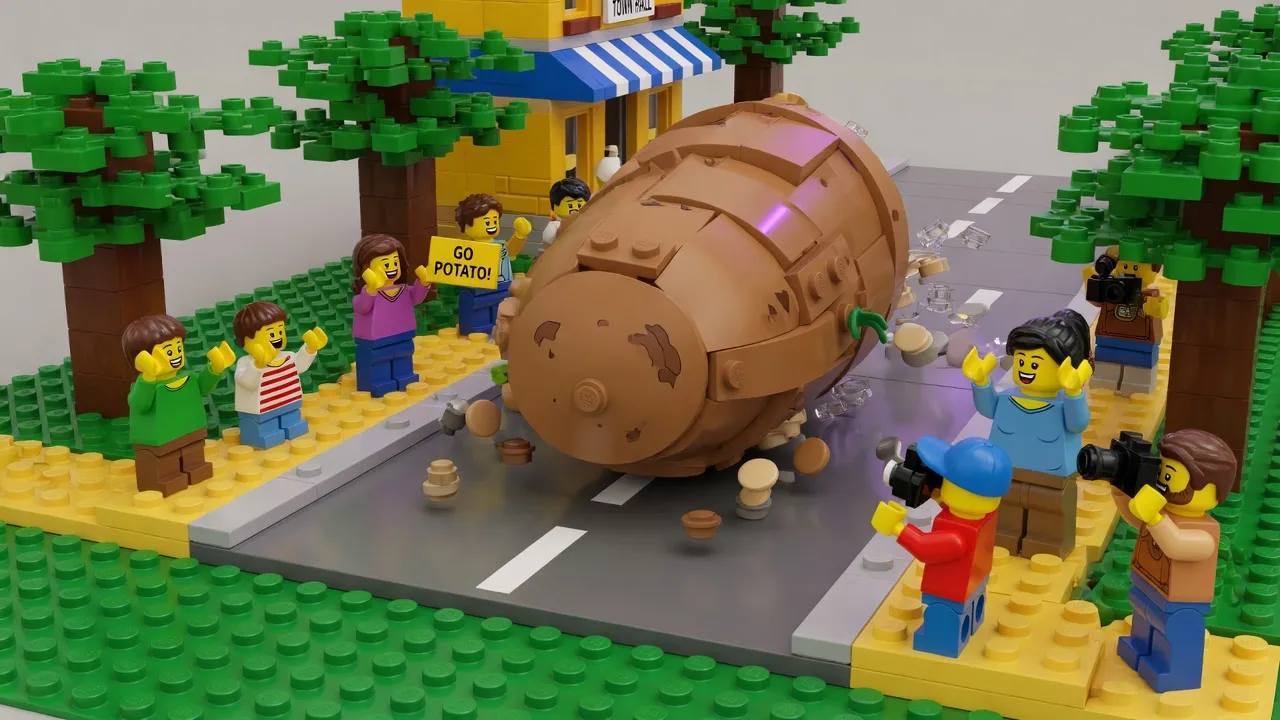 Giant potato rolls through town as centerpiece of charity fundraiser