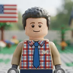 A plastic toy-brick minifigure portrait of Bob