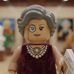 A plastic toy-brick minifigure portrait of Cynthia