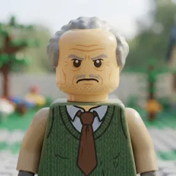 A plastic toy-brick minifigure portrait of Edgar