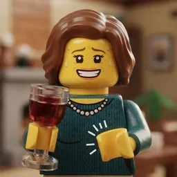 A plastic toy-brick minifigure portrait of Priscilla