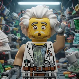 A plastic toy-brick minifigure portrait of Tom